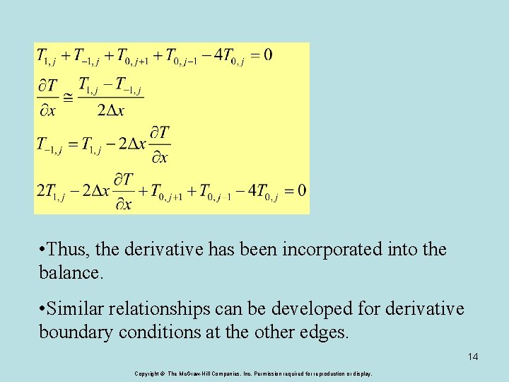  • Thus, the derivative has been incorporated into the balance. • Similar relationships