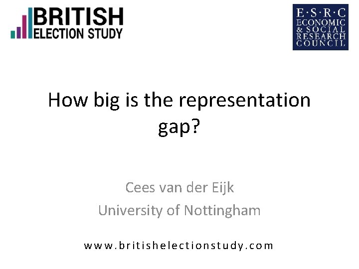 How big is the representation gap? Cees van der Eijk University of Nottingham www.