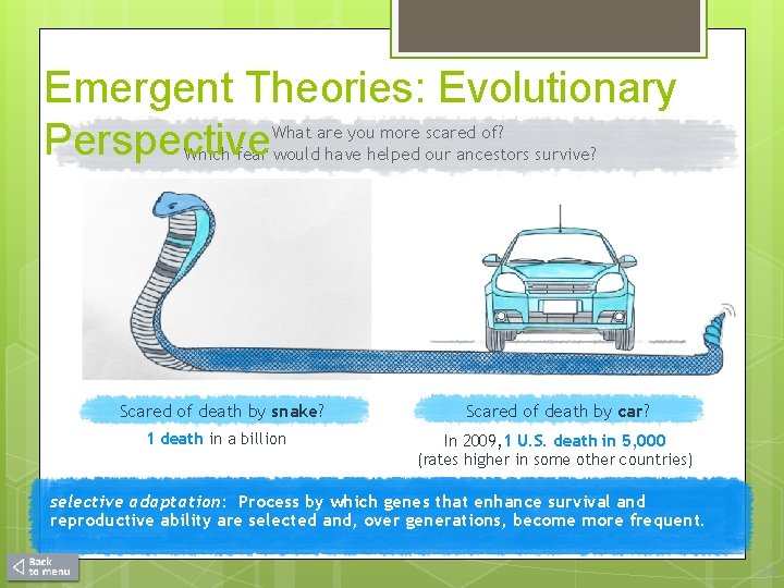 Emergent Theories: Evolutionary Perspective What are you more scared of? Which fear would have