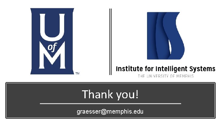 Thank you! graesser@memphis. edu 