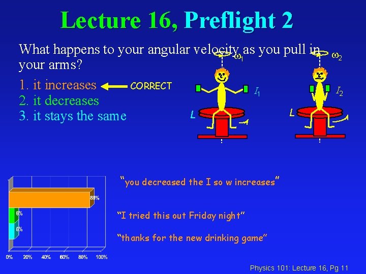 Lecture 16, Preflight 2 What happens to your angular velocity as you pull in