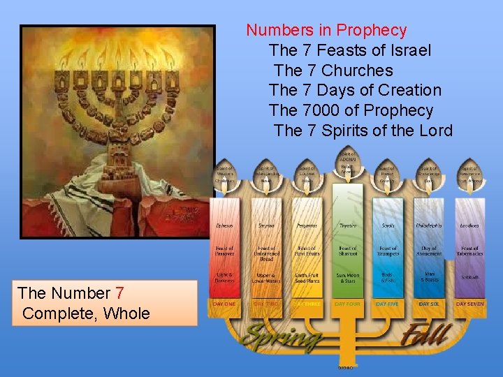 Numbers in Prophecy The 7 Feasts of Israel The 7 Churches The 7 Days