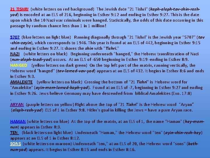 21 TISHRI (white letters on red background) The Jewish date "21 Tishri" (kaph-aleph-tav-shin-reshyod) is