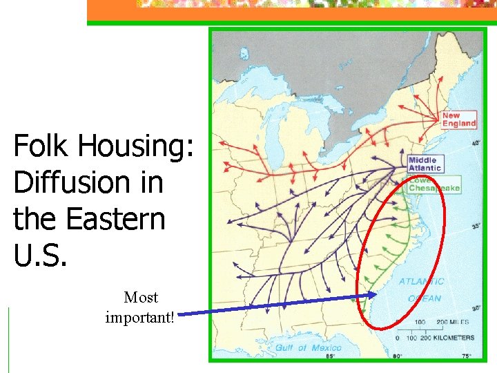 Folk Housing: Diffusion in the Eastern U. S. Most important! 