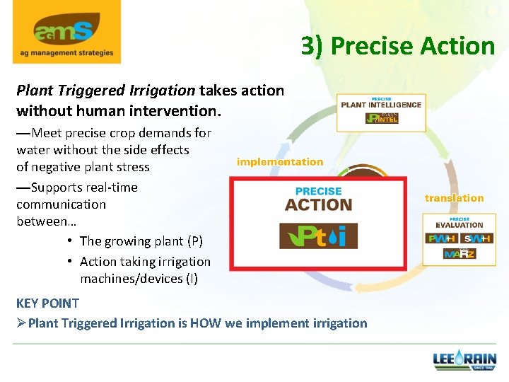 3) Precise Action Plant Triggered Irrigation takes action without human intervention. —Meet precise crop