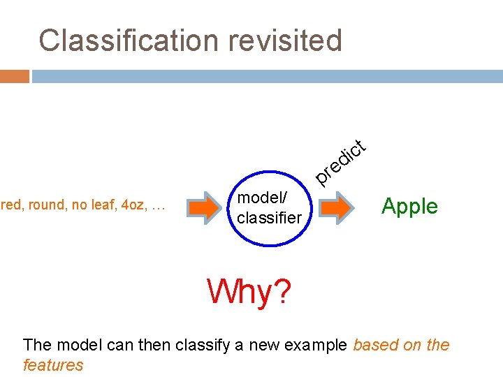 Classification revisited red, round, no leaf, 4 oz, … model/ classifier t c i