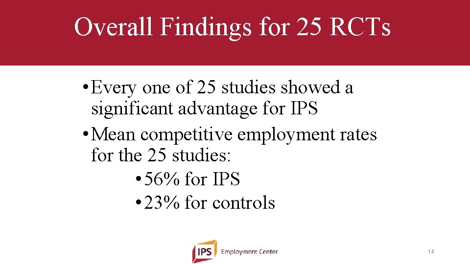 Overall Findings for 25 RCTs • Every one of 25 studies showed a significant