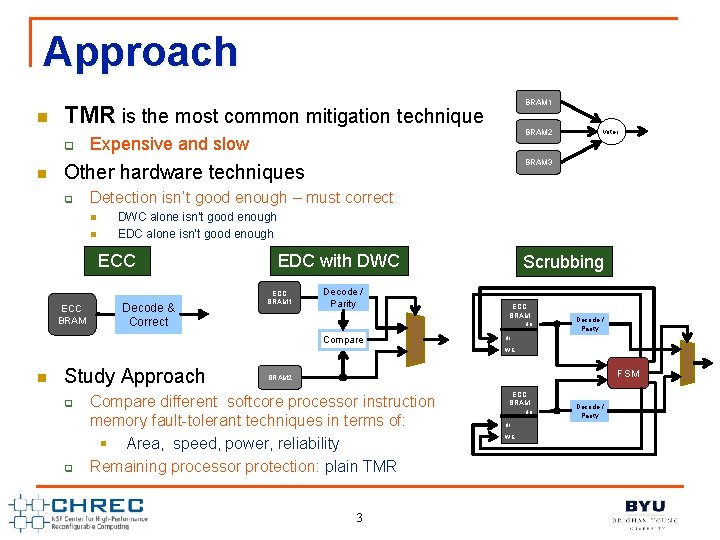 Approach n TMR is the most common mitigation technique q n BRAM 1 BRAM