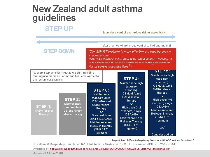 New Zealand adult asthma guidelines STEP UP STEP DOWN to achieve control and reduce