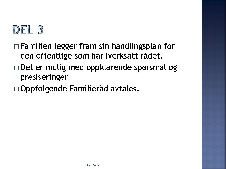 � Familien legger fram sin handlingsplan for den offentlige som har iverksatt rådet. �