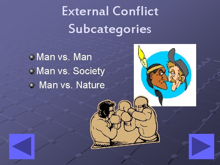 External Conflict Subcategories Man vs. Society Man vs. Nature 