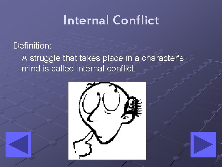 Internal Conflict Definition: A struggle that takes place in a character's mind is called