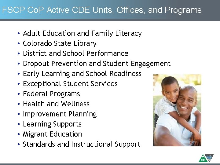 FSCP Co. P Active CDE Units, Offices, and Programs • • • Adult Education