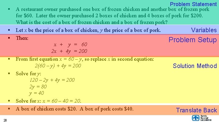 § § § § 28 Problem Statement A restaurant owner purchased one box of