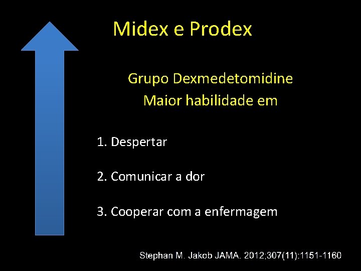 Midex e Prodex Grupo Dexmedetomidine Maior habilidade em 1. Despertar 2. Comunicar a dor