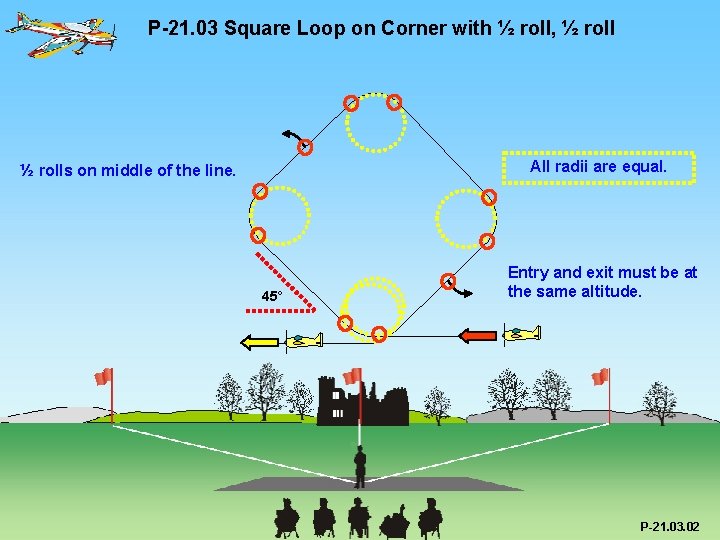 P-21. 03 Square Loop on Corner with ½ roll, ½ roll All radii are