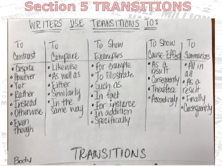 Section 5 TRANSITIONS 