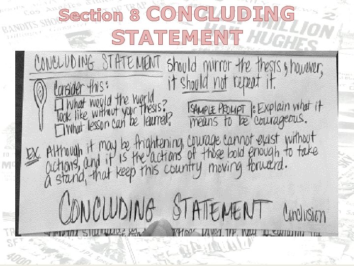 CONCLUDING STATEMENT Section 8 