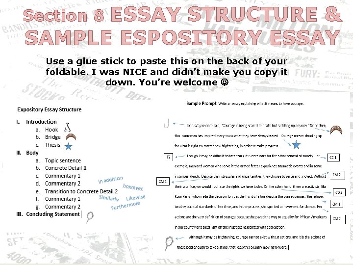 ESSAY STRUCTURE & SAMPLE ESPOSITORY ESSAY Section 8 Use a glue stick to paste