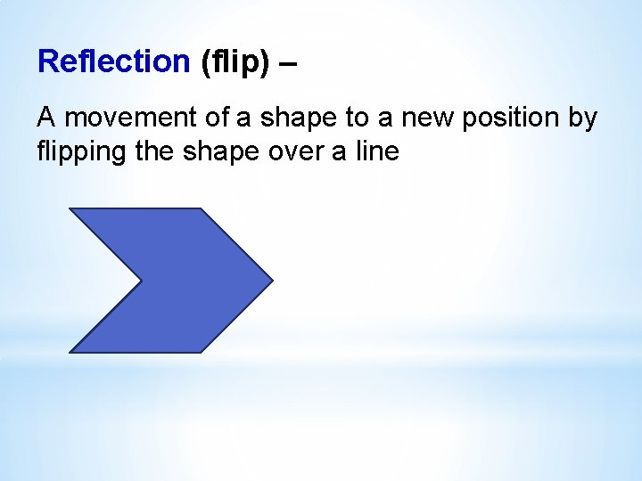 Reflection (flip) – A movement of a shape to a new position by flipping