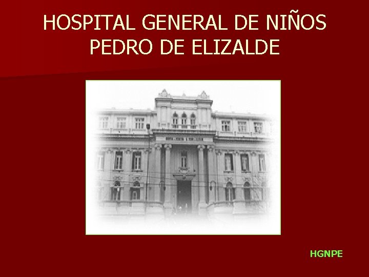 HOSPITAL GENERAL DE NIÑOS PEDRO DE ELIZALDE HGNPE 