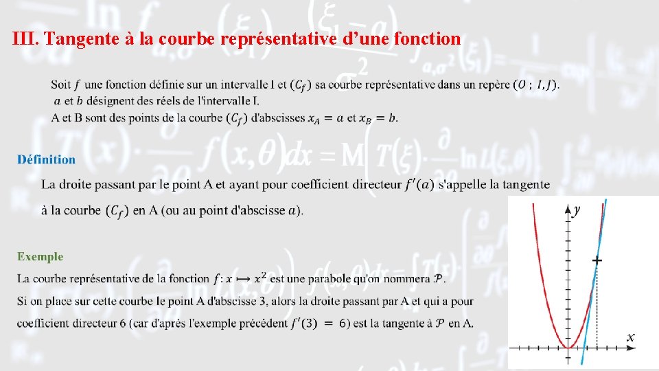 III. Tangente à la courbe représentative d’une fonction 