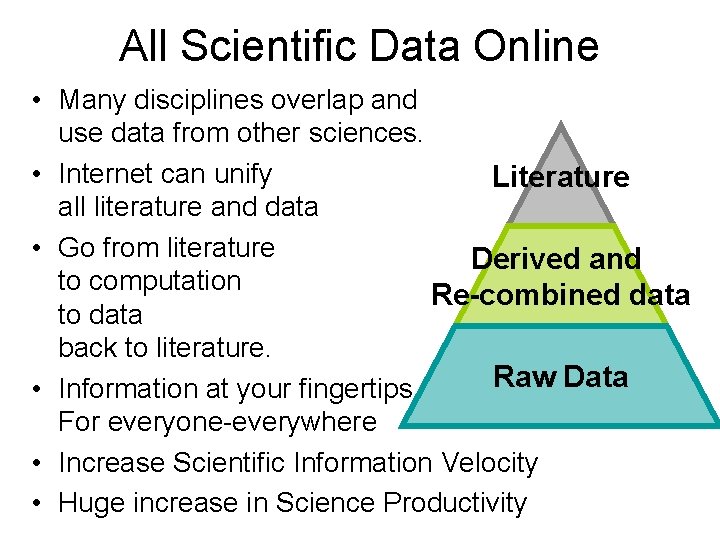 All Scientific Data Online • Many disciplines overlap and use data from other sciences.