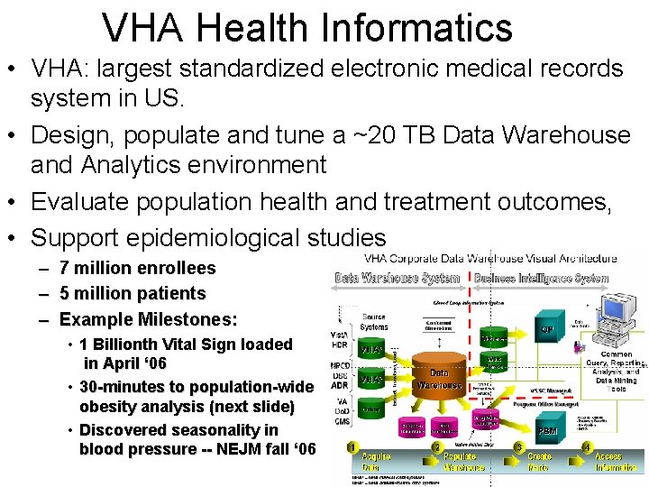 VHA Health Informatics • VHA: largest standardized electronic medical records system in US. •