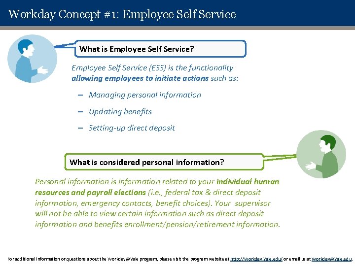 Workday Concept #1: Employee Self Service What is Employee Self Service? Employee Self Service