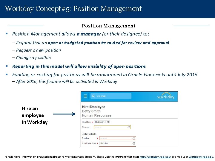 Workday Concept#5: Position Management § Position Management allows a manager (or their designee) to: