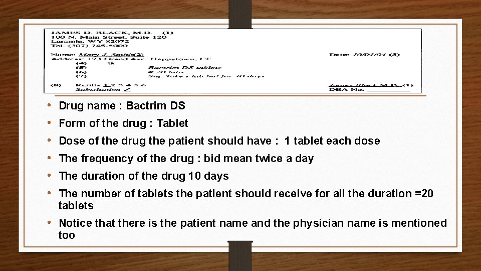  • • • Drug name : Bactrim DS Form of the drug :
