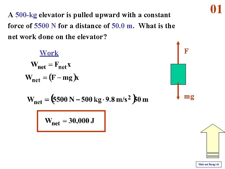 01 A 500 -kg elevator is pulled upward with a constant force of 5500