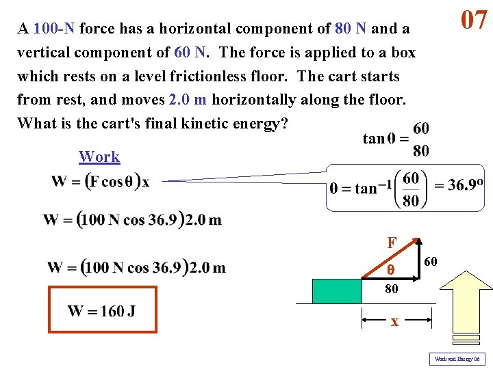 07 A 100 -N force has a horizontal component of 80 N and a