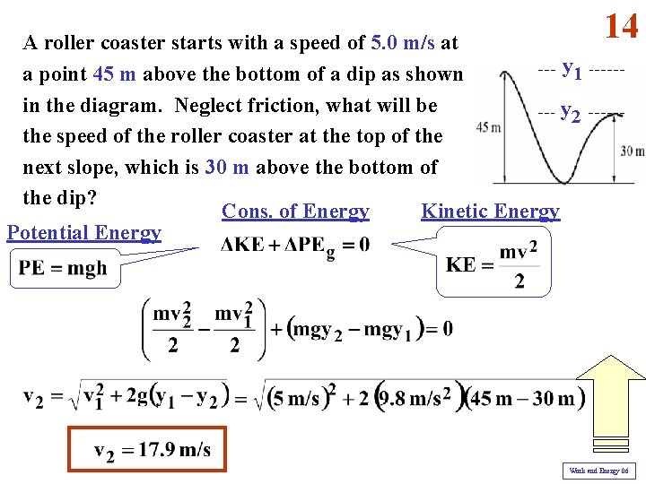 A roller coaster starts with a speed of 5. 0 m/s at y 1