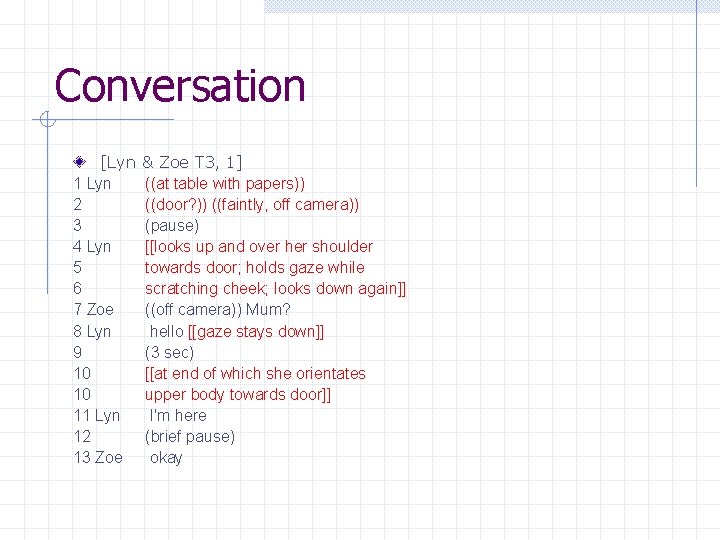 Conversation [Lyn 1 Lyn 2 3 4 Lyn 5 6 7 Zoe 8 Lyn Conversation [Lyn 1 Lyn 2 3 4 Lyn 5 6 7 Zoe 8 Lyn