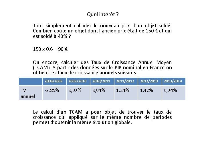 Quel intérêt ? Tout simplement calculer le nouveau prix d’un objet soldé. Combien coûte