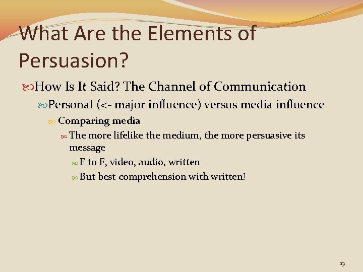 What Are the Elements of Persuasion? How Is It Said? The Channel of Communication