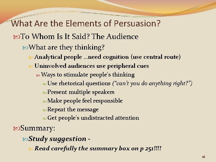 What Are the Elements of Persuasion? To Whom Is It Said? The Audience What