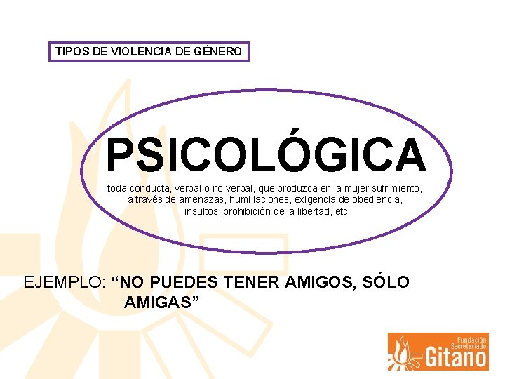 TIPOS DE VIOLENCIA DE GÉNERO PSICOLÓGICA toda conducta, verbal o no verbal, que produzca