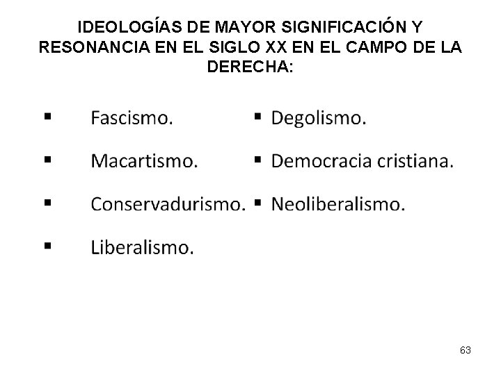 IDEOLOGÍAS DE MAYOR SIGNIFICACIÓN Y RESONANCIA EN EL SIGLO XX EN EL CAMPO DE