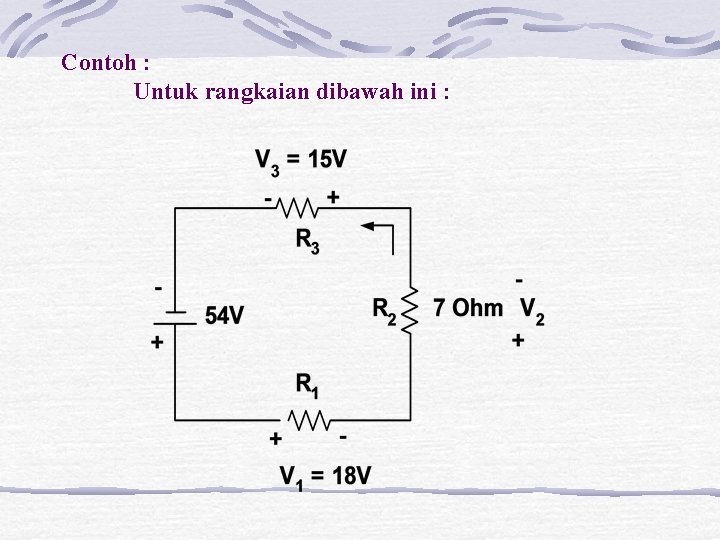 Contoh : Untuk rangkaian dibawah ini : 