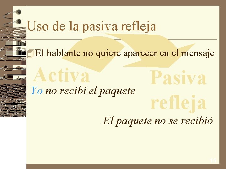 Uso de la pasiva refleja 4 El hablante no quiere aparecer en el mensaje