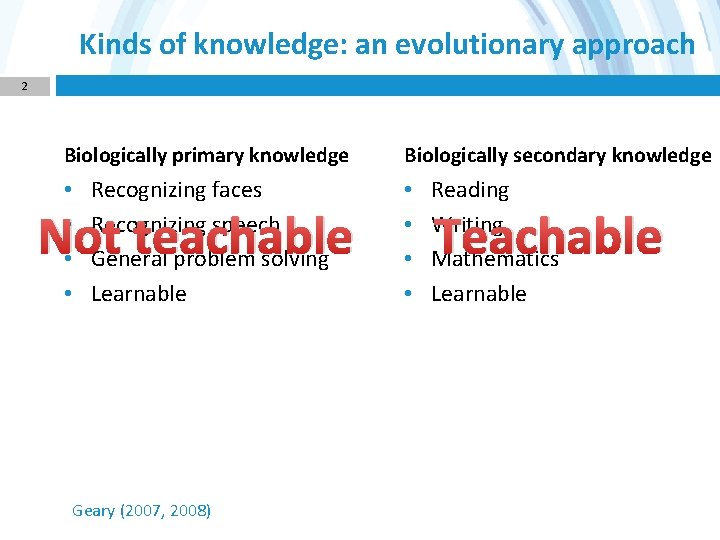 Kinds of knowledge: an evolutionary approach 2 Biologically primary knowledge • • Recognizing faces
