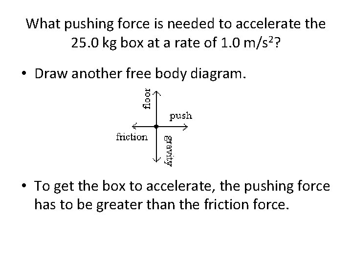 What pushing force is needed to accelerate the 25. 0 kg box at a