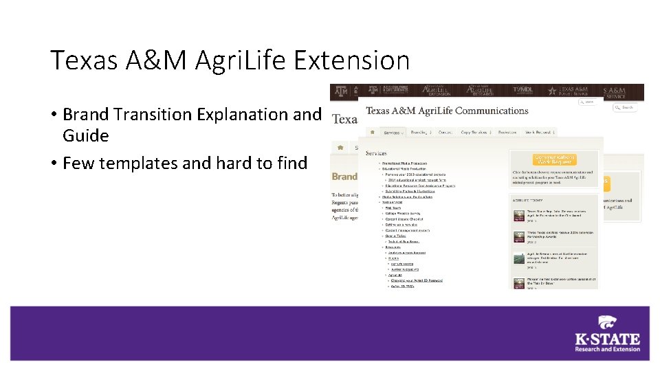 Texas A&M Agri. Life Extension • Brand Transition Explanation and Guide • Few templates