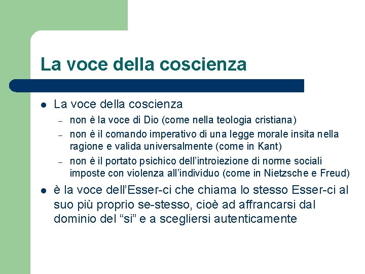 La voce della coscienza l La voce della coscienza – – – l non