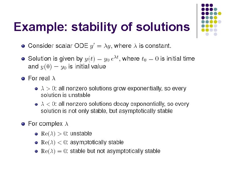 Example: stability of solutions 