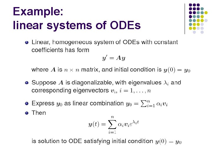 Example: linear systems of ODEs 