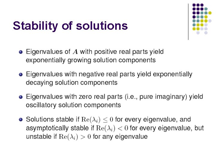 Stability of solutions 