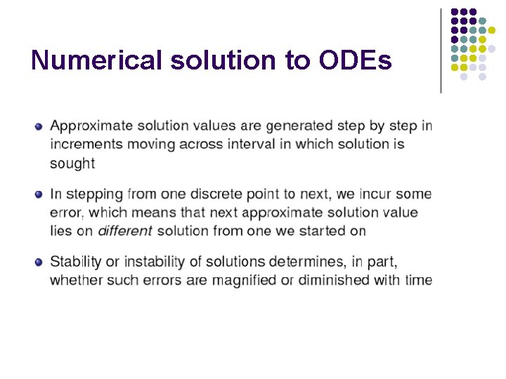 Numerical solution to ODEs 